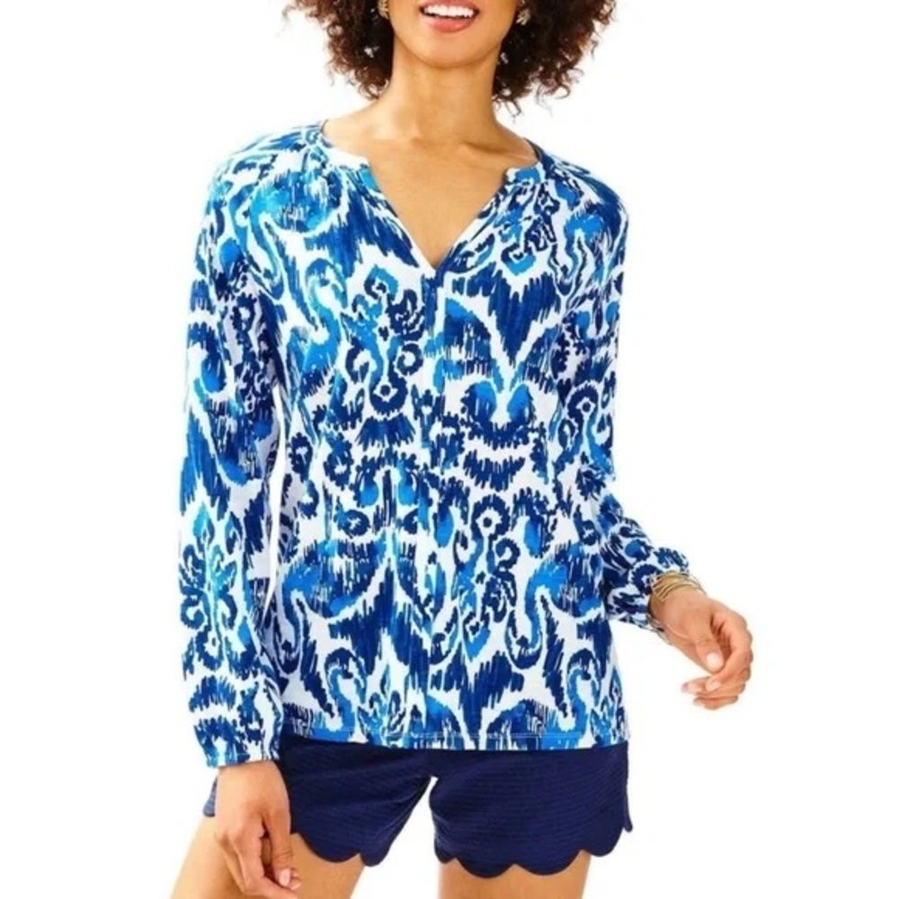 Lilly Pulitzer Women's Resort Navy Beach Bathers Meg Tunic Top size XS
